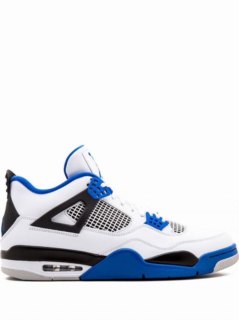 Nike Retro Motorsports Women\'s Air Jordan 4 White / Blue / Black | PDVGJCL-14