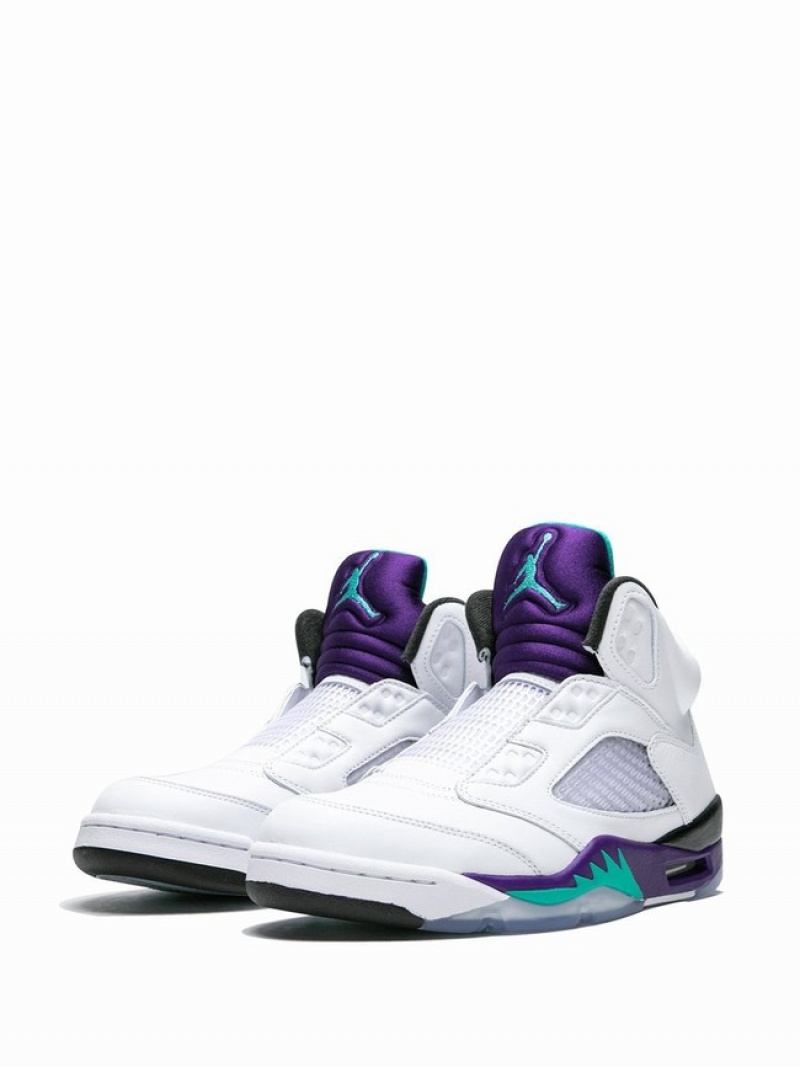 Nike Retro NRG Fresh Prince Of Bel-Air Men's Air Jordan 5 White / Purple | BTECWAG-01