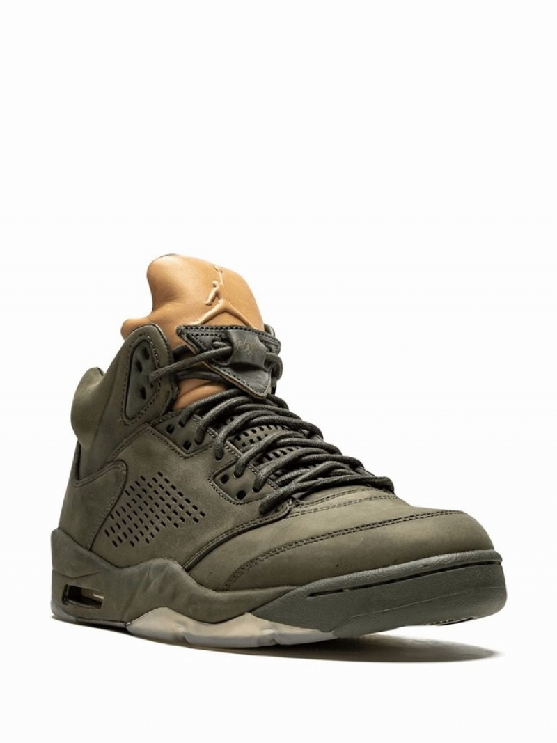 Nike Retro Prem take flight Women's Air Jordan 5 Olive | BMSYTNO-26