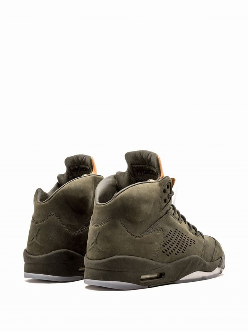 Nike Retro Prem take flight Women's Air Jordan 5 Olive | BMSYTNO-26