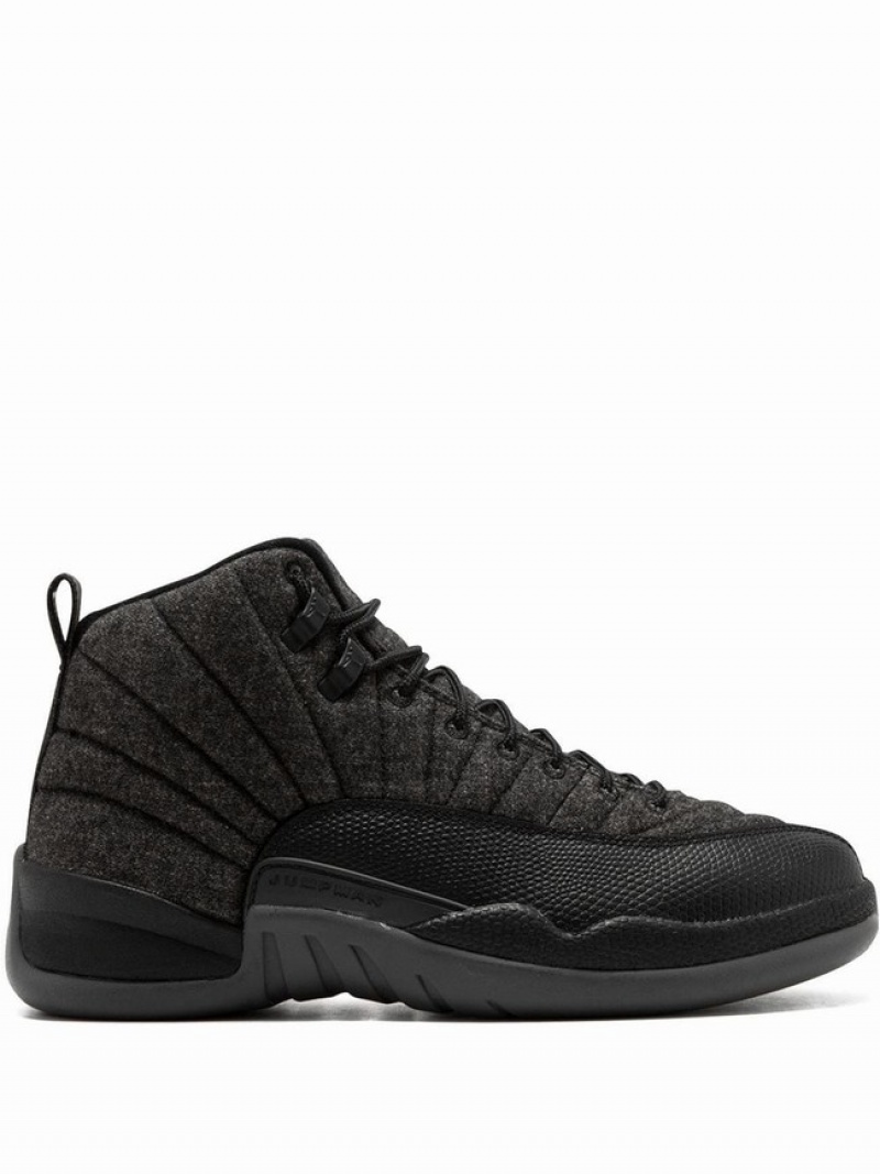 Nike Retro Wool Men\'s Air Jordan 12 Black | RLGCHXM-23