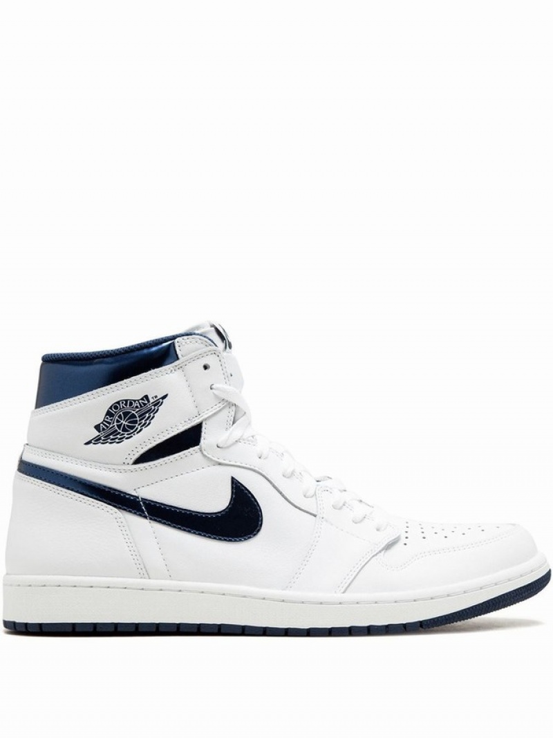 Nike Retro metallic Men\'s Air Jordan 1 White | TCUEAVG-91