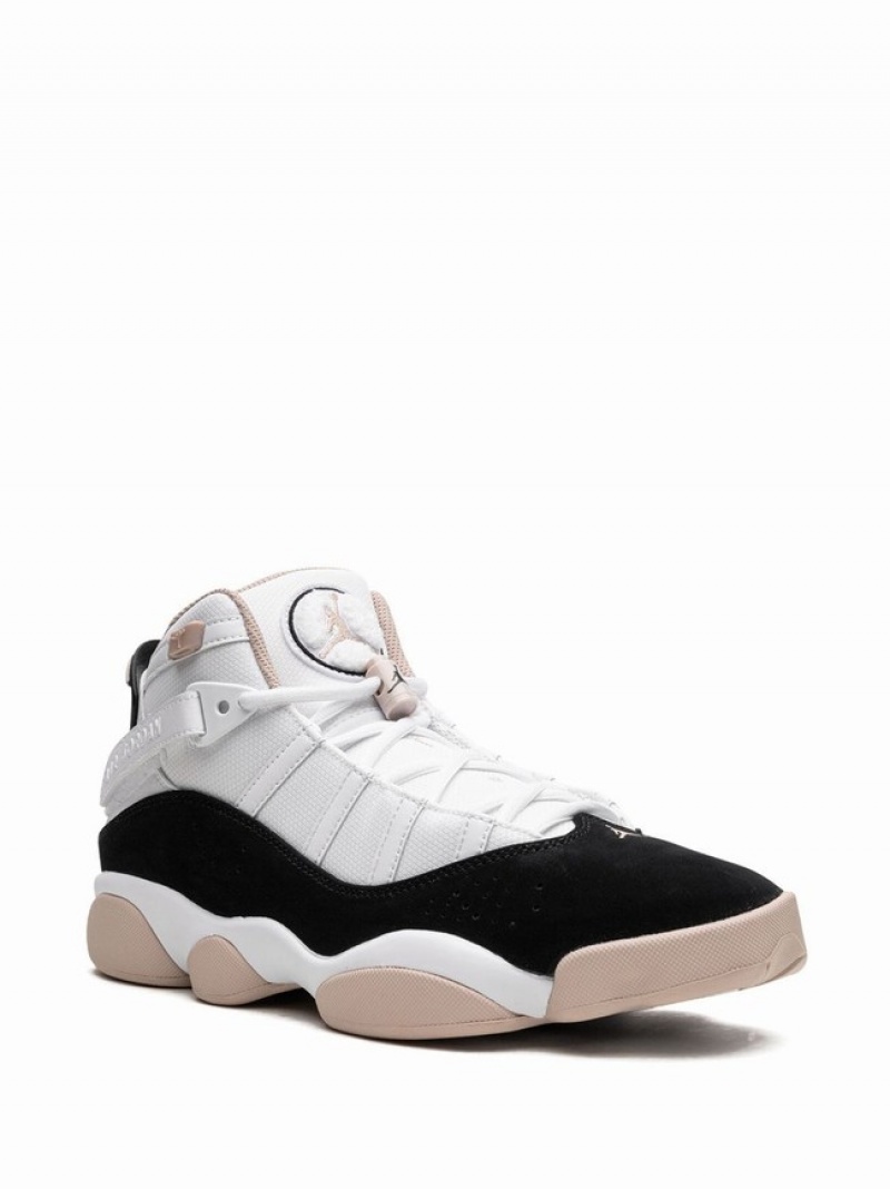 Nike Rings Fossil Stone Men's Air Jordan 6 White / Black | FWXUYQD-86