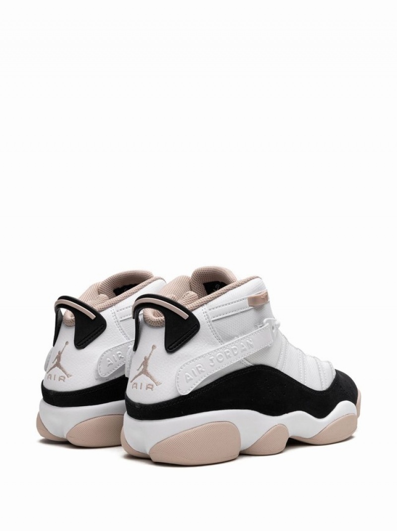 Nike Rings Fossil Stone Men's Air Jordan 6 White / Black | FWXUYQD-86