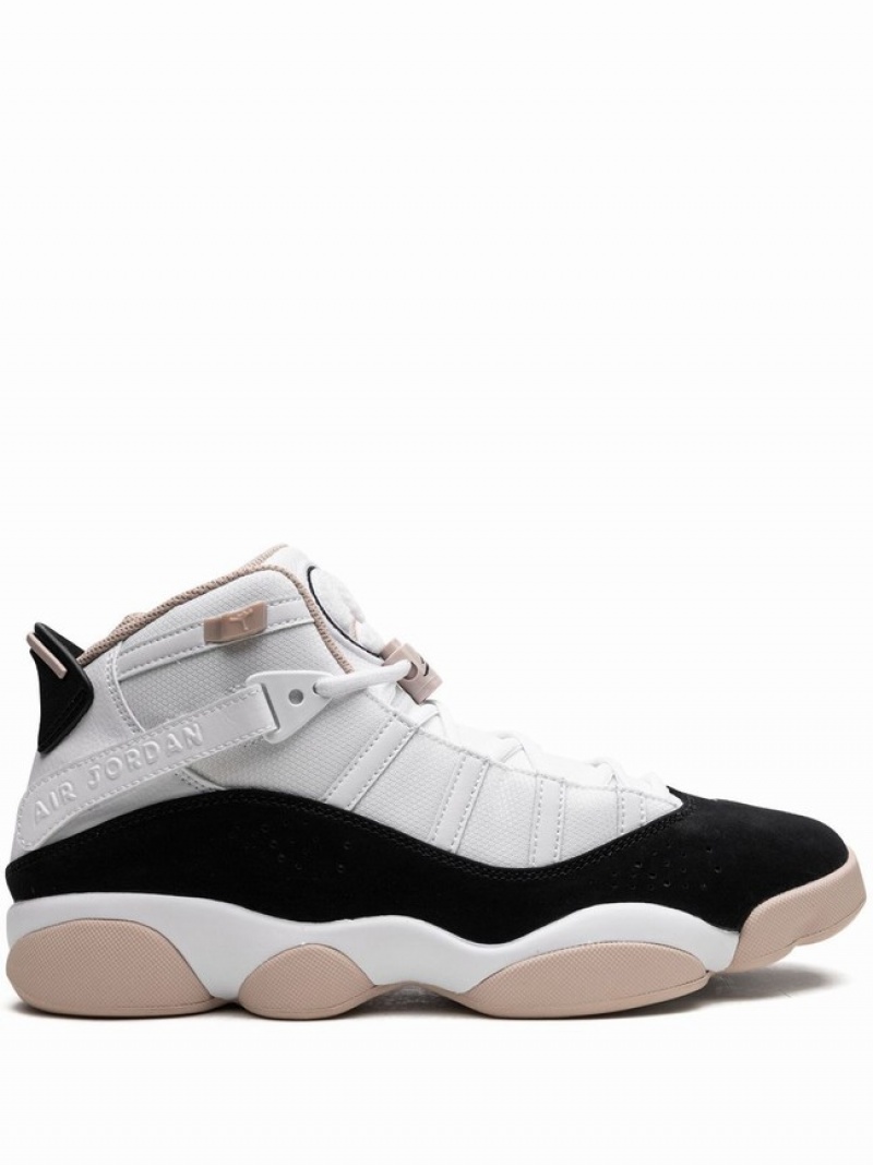 Nike Rings Fossil Stone Men\'s Air Jordan 6 White / Black | FWXUYQD-86