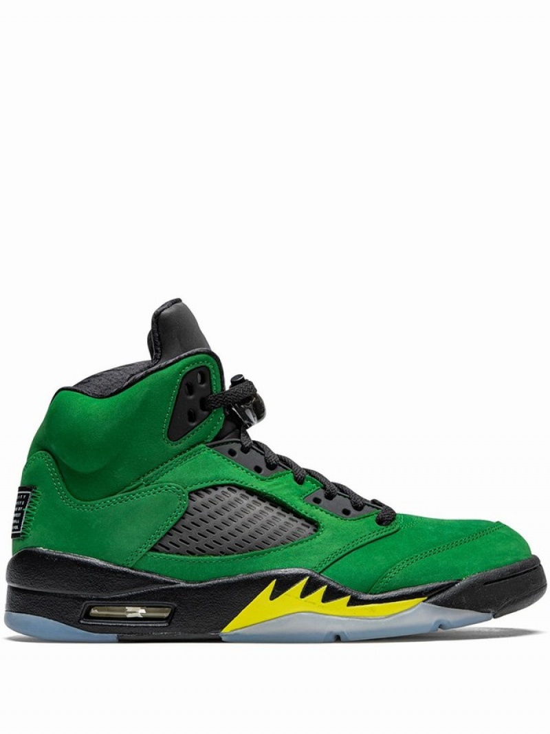 Nike SE Oregon Men\'s Air Jordan 5 Green | HXQAUBM-04