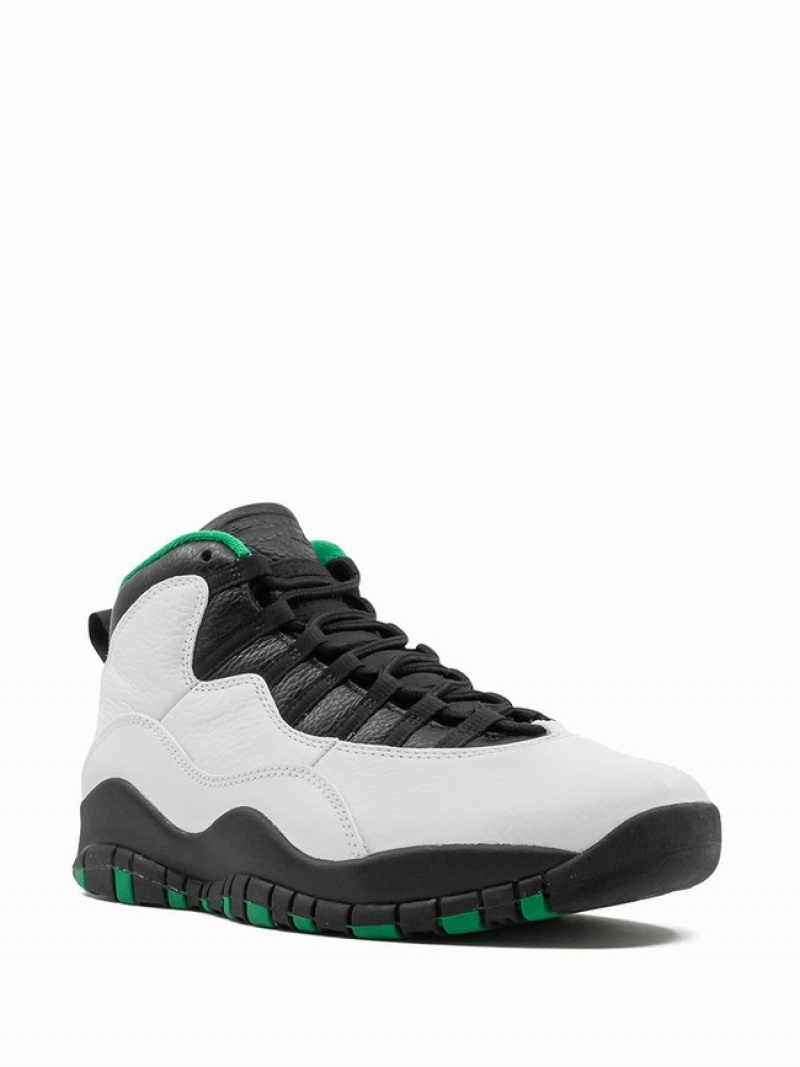 Nike Seattle Supersonics Men's Air Jordan 10 White / Black | MQLBZJU-94