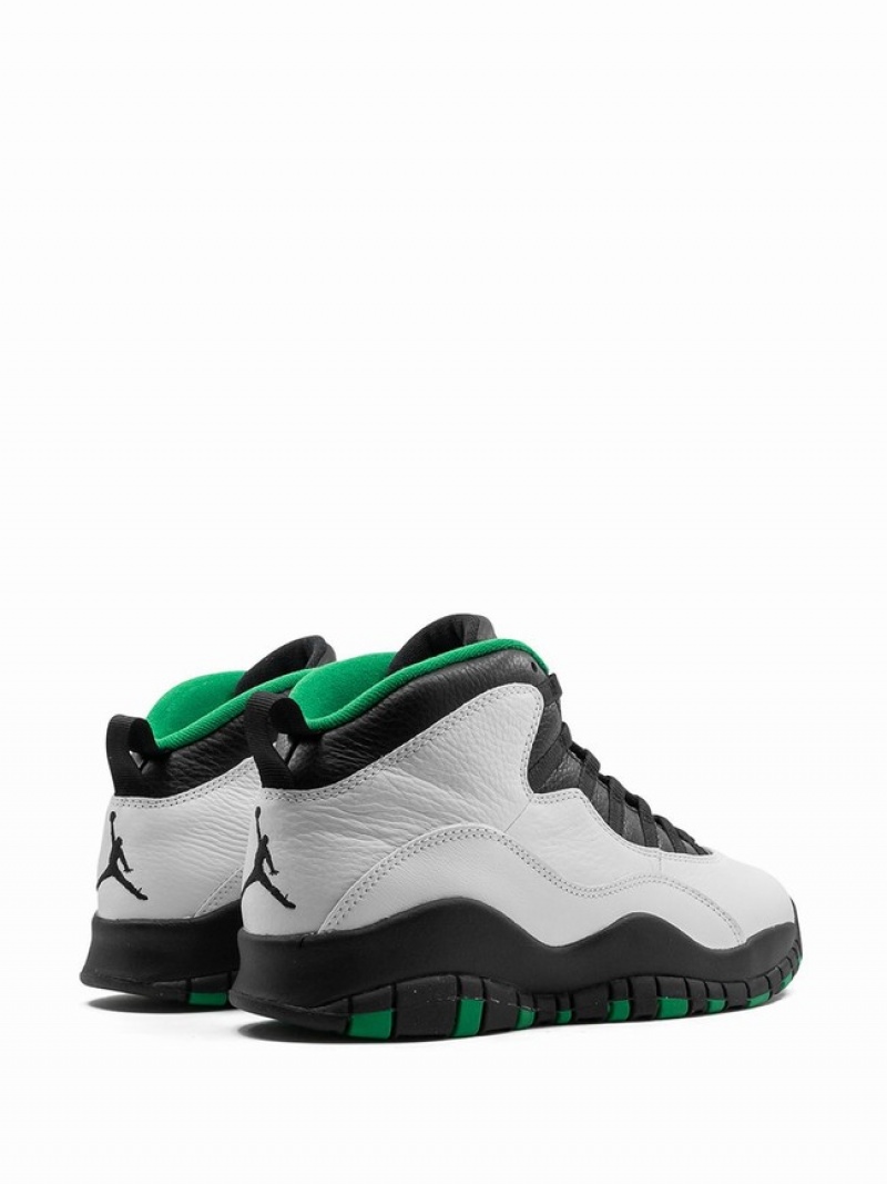 Nike Seattle Supersonics Men's Air Jordan 10 White / Black | MQLBZJU-94