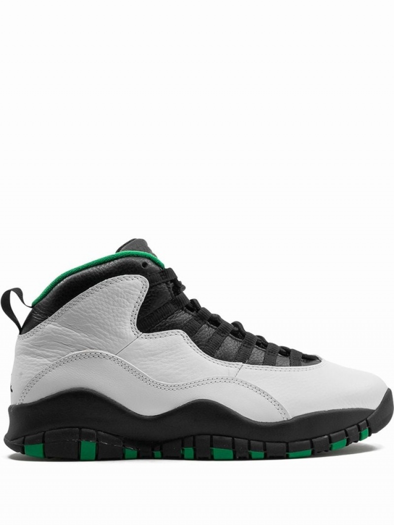 Nike Seattle Supersonics Men\'s Air Jordan 10 White / Black | MQLBZJU-94