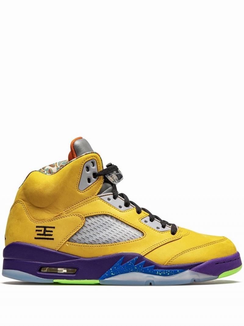 Nike What The Men\'s Air Jordan 5 Yellow | XFELRTV-70