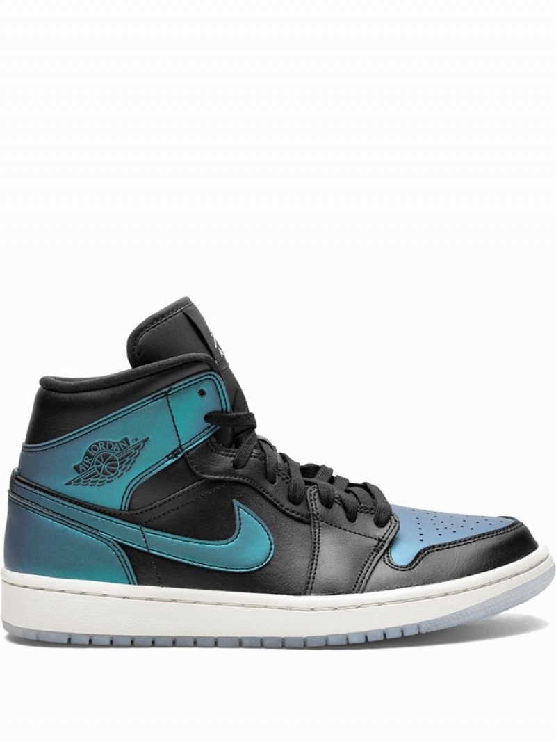 Nike Wmns Mid Women\'s Air Jordan 1 Black / Blue | ENZLPKG-57