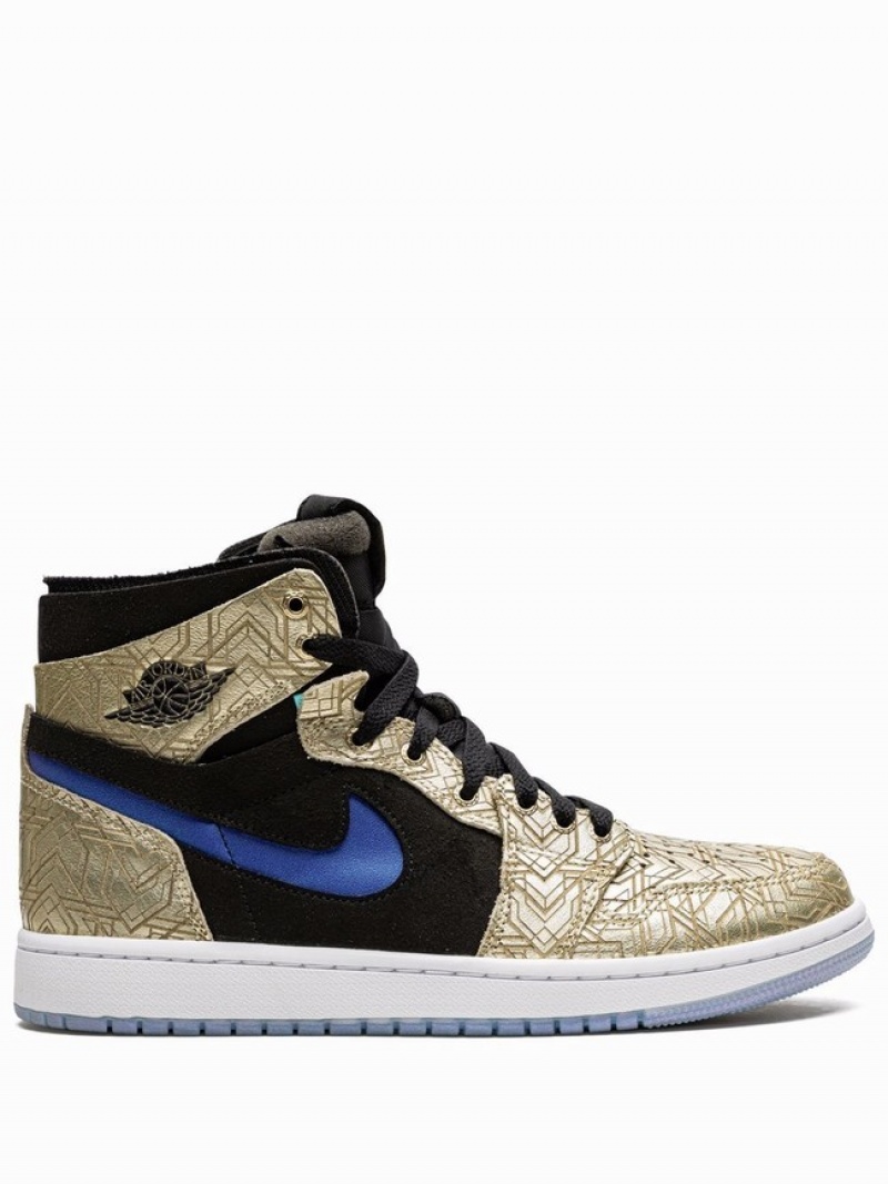 Nike Zoom CMFT Gold Laser Men\'s Air Jordan 1 Gold / Black | GXSWTMV-81