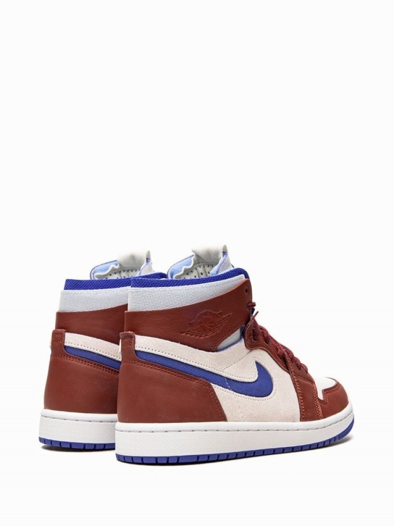 Nike Zoom CMFT Redstone Women's Air Jordan 1 Cream / Red / Blue | VBEKFDI-95